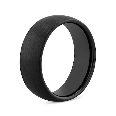 Men's 8.0mm Engravable Satin Low Dome Comfort-Fit Wedding Band in Tantalum with Black IP (1 Line)