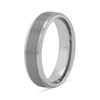 Men's 6.0mm Engravable Brushed Inlay Stepped Edge Comfort-Fit Wedding Band in Black, White or Grey Tungsten (1 Line)