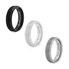 Men's 6.0mm Engravable Brushed Inlay Stepped Edge Comfort-Fit Wedding Band in Black, White or Grey Tungsten (1 Line)