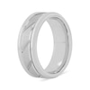 Thumbnail Image 2 of Men's 8.0mm Multi-Finish Slant Groove Bevelled Edge Comfort-Fit Wedding Band in Black or White Tungsten (1 Line)