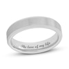 Men's 5.0mm Engravable Brushed Inlay Bevelled Edge Comfort-Fit Wedding Band in White, Yellow or Rose Tungsten (1 Line)