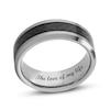 Thumbnail Image 0 of Men's 8.0mm Engravable Bevelled Edge Comfort-Fit Wedding Band in Tungsten with Carbon Fibre Inlay (1 Line)