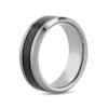 Thumbnail Image 2 of Men's 8.0mm Engravable Bevelled Edge Comfort-Fit Wedding Band in Tungsten with Carbon Fibre Inlay (1 Line)