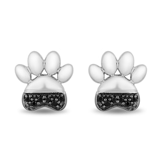 Disney Treasures 101 Dalmatians 0.085 CT. T.W. Black Diamond Paw Print Stud Earrings in Sterling Silver