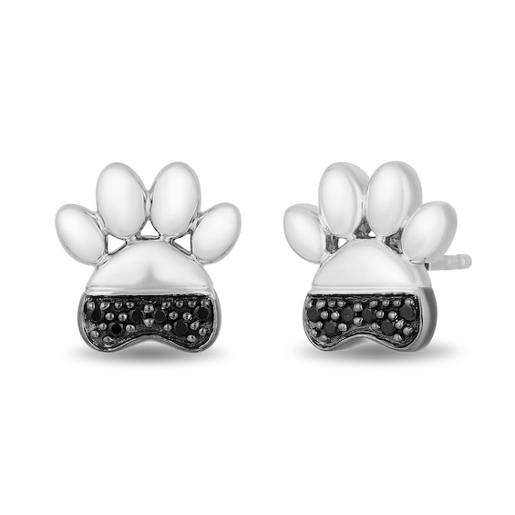 Disney Treasures 101 Dalmatians 0.085 CT. T.W. Black Diamond Paw Print Stud Earrings in Sterling Silver