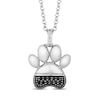 Disney Treasures 101 Dalmatians 0.085 CT. T.W. Black and White Diamond Paw Pendant in Sterling Silver - 19"