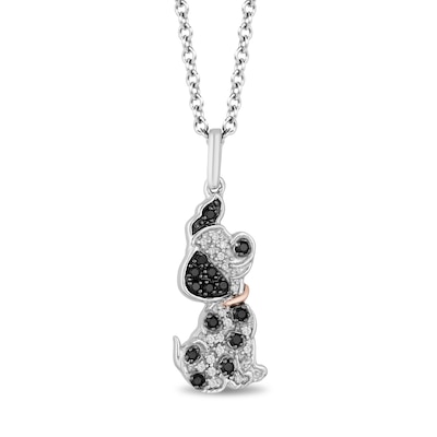 Disney Treasures 101 Dalmatians 0.145 CT. T.W. Black and White Diamond Lucky Pendant in Sterling Silver