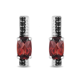 Disney Treasures 101 Dalmatians Garnet and 0.085 CT. T.W. Diamond Bar Drop Earrings in Sterling Silver