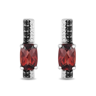 Disney Treasures 101 Dalmatians Garnet and 0.085 CT. T.W. Diamond Bar Drop Earrings in Sterling Silver