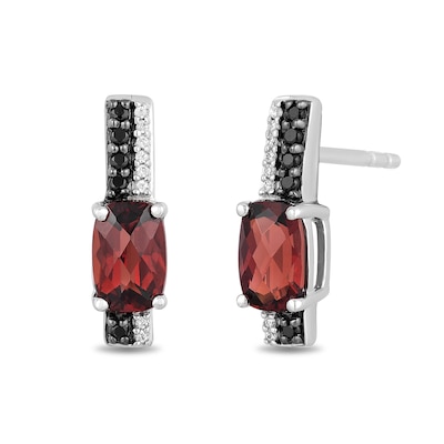 Disney Treasures 101 Dalmatians Garnet and 0.085 CT. T.W. Diamond Bar Drop Earrings in Sterling Silver