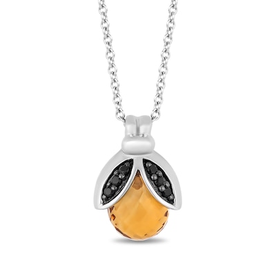 Disney Treasures Winnie the Pooh Citrine and 0.04 CT. T.W. Black Diamond Bee Pendant in Sterling Silver