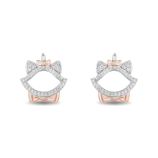 Disney Treasures Aristocats 0.085 CT. T.W. Diamond Marie Outline Stud Earrings in Sterling Silver and 10K Rose Gold