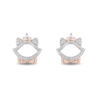 Disney Treasures Aristocats 0.085 CT. T.W. Diamond Marie Outline Stud Earrings in Sterling Silver and 10K Rose Gold