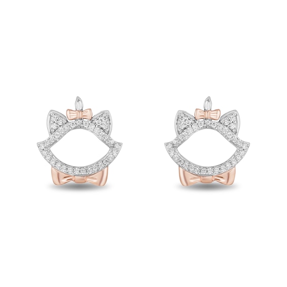 Disney Treasures Aristocats 0.085 CT. T.W. Diamond Marie Outline Stud Earrings in Sterling Silver and 10K Rose Gold