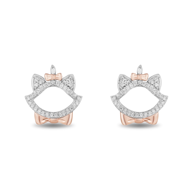 Disney Treasures Aristocats 0.085 CT. T.W. Diamond Marie Outline Stud Earrings in Sterling Silver and 10K Rose Gold|Peoples Jewellers