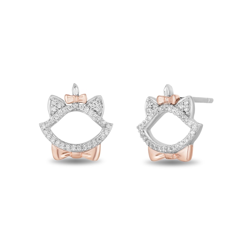 Disney Treasures Aristocats 0.085 CT. T.W. Diamond Marie Outline Stud Earrings in Sterling Silver and 10K Rose Gold