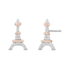 Thumbnail Image 1 of Disney Treasures Aristocats 0.065 CT. T.W. Diamond Eiffel Tower Stud Earrings in Sterling Silver and 10K Rose Gold