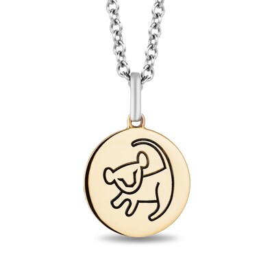 Disney Treasures The Lion King Diamond Accent "HAKUNA MATATA" and Simba Symbol Reversible Pendant in 10K Gold - 19"