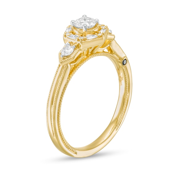 Marilyn Monroe™ Collection 0.45 CT. T.W. Diamond Hexagon Frame Art Deco Engagement Ring in 14K Gold