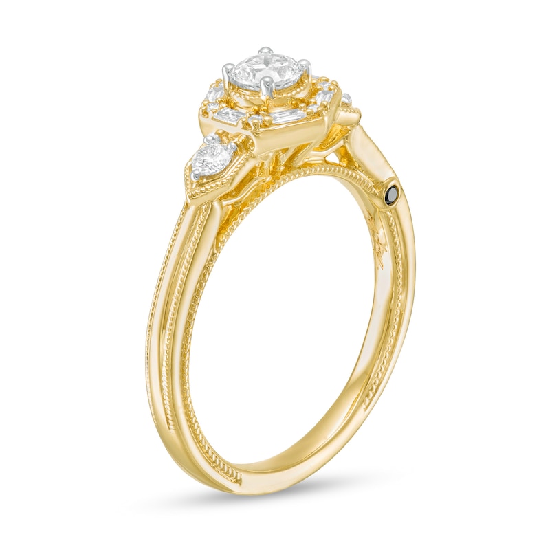 Marilyn Monroe™ Collection 0.45 CT. T.W. Diamond Hexagon Frame Art Deco Engagement Ring in 14K Gold
