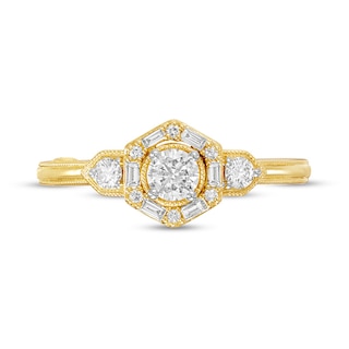 Marilyn Monroe™ Collection 0.45 CT. T.W. Diamond Hexagon Frame Art Deco Engagement Ring in 14K Gold