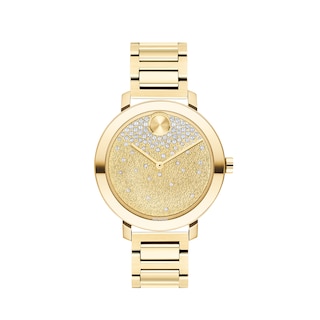 Ladies' Movado Bold® Evolution Crystal Accent Gold-Tone IP Watch with Gold-Tone Dial (Model: 3600705)