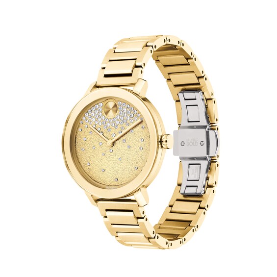 Ladies' Movado Bold® Evolution Crystal Accent Gold-Tone IP Watch with Gold-Tone Dial (Model: 3600705)