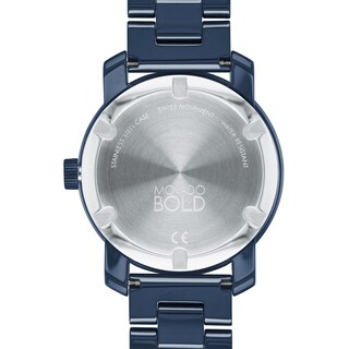 Ladies' Movado Bold® Evolution Crystal Accent Blue Ceramic Watch with Blue Dial (Model: 3600756)