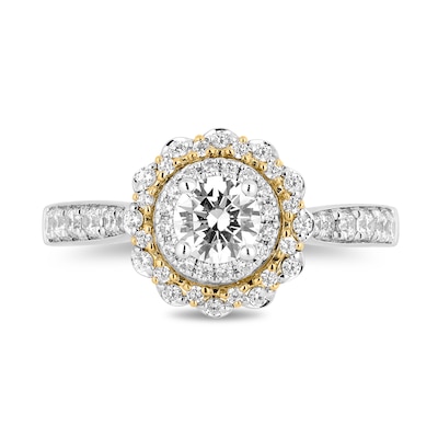 Collector's Edition Enchanted Disney Beauty and the Beast Diamond Engagement Ring in 14K Two-Tone Gold