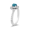 Enchanted Disney Cinderella 5.0mm London Blue Topaz and 0.29 CT. T.W. Diamond Frame Engagement Ring in 14K White Gold