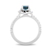 Thumbnail Image 2 of Enchanted Disney Cinderella 5.0mm London Blue Topaz and 0.29 CT. T.W. Diamond Frame Engagement Ring in 14K White Gold