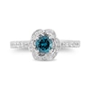 Thumbnail Image 3 of Enchanted Disney Cinderella 5.0mm London Blue Topaz and 0.29 CT. T.W. Diamond Frame Engagement Ring in 14K White Gold