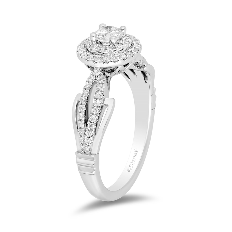 Enchanted Disney Tiana 0.58 CT. T.W. Diamond Double Frame Split Shank Engagement Ring in 14K White Gold|Peoples Jewellers