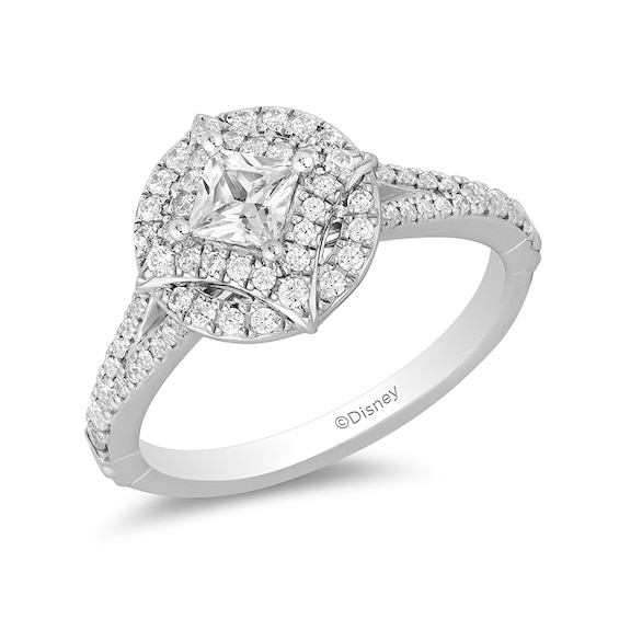 Enchanted Disney Ultimate Princess Celebration 0.95 CT. T.W. Princess-Cut Diamond Engagement Ring in 14K White Gold