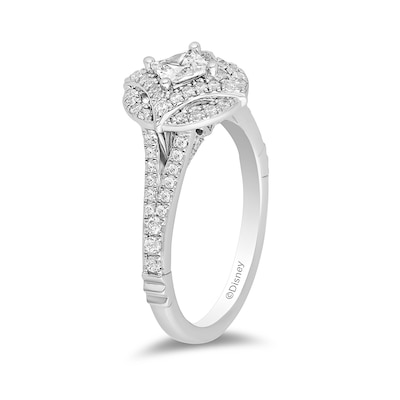 Enchanted Disney Ultimate Princess Celebration 0.95 CT. T.W. Princess-Cut Diamond Engagement Ring in 14K White Gold