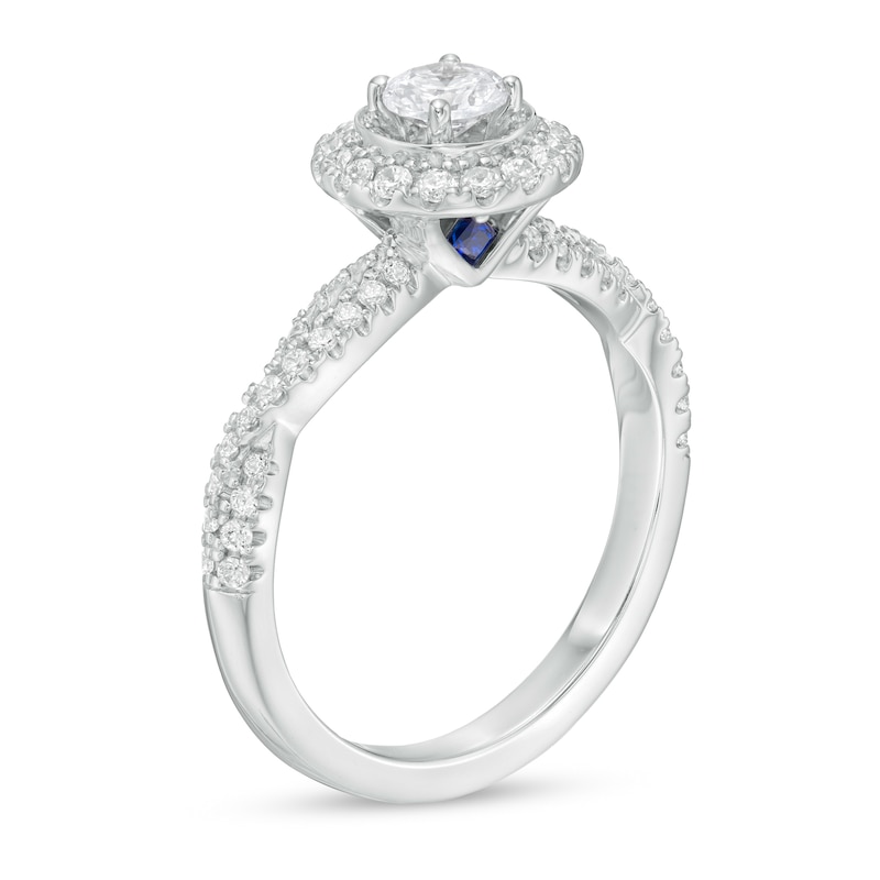 Vera Wang Love Collection 0.69 CT. T.W. Diamond Double Frame Twist Shank Engagement Ring in 14K White Gold