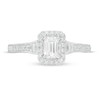 Thumbnail Image 4 of Vera Wang Love Collection 0.69 CT. T.W. Emerald-Cut Diamond Frame Engagement Ring in 14K White Gold