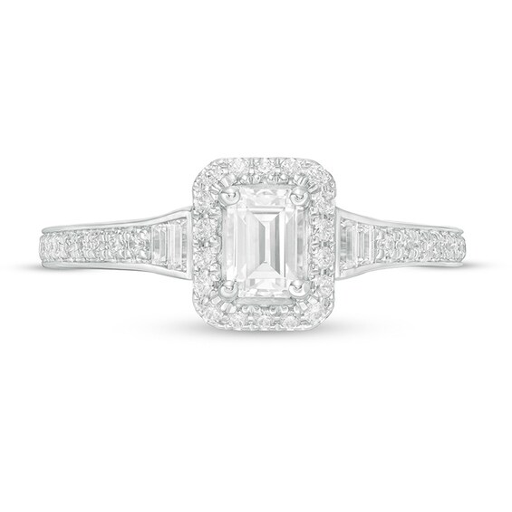 Vera Wang Love Collection 0.69 CT. T.W. Emerald-Cut Diamond Frame Engagement Ring in 14K White Gold