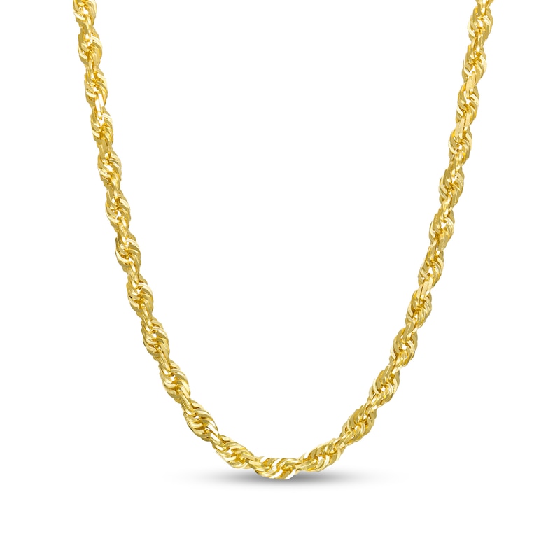 3.0mm Glitter Rope Chain Necklace in Solid 14K Gold - 24"