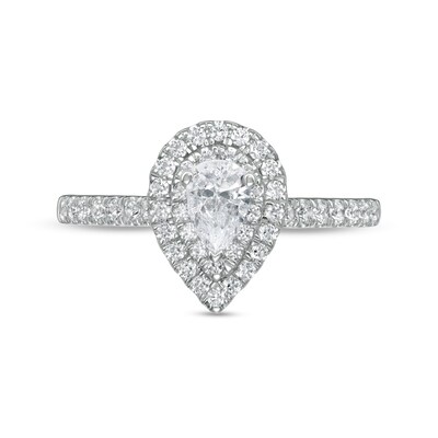 0.80 CT. T.W. Pear-Shaped Diamond Double Frame Engagement Ring in 10K White Gold (I/I2)