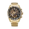 Men's Citizen Eco-Drive® Perpetual Chrono A-T Gold-Tone Chronograph Watch with Black Dial (Model: CB5912-50E)