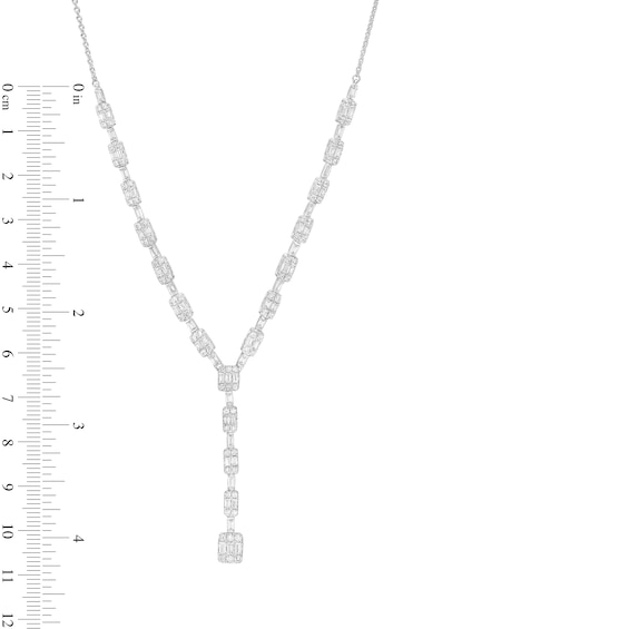 2.00 CT. T.W. Baguette and Round Diamond "Y" Necklace in 10K White Gold