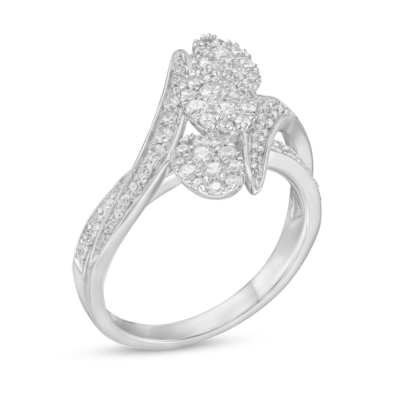 1.00 CT. T.W. Composite Diamond Three Stone Bypass Ring in 10K White Gold|Peoples Jewellers