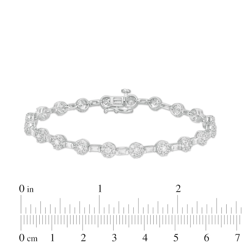 3.00 CT. T.W. Composite Diamond Alternating Bracelet in 10K White Gold - 7.25"