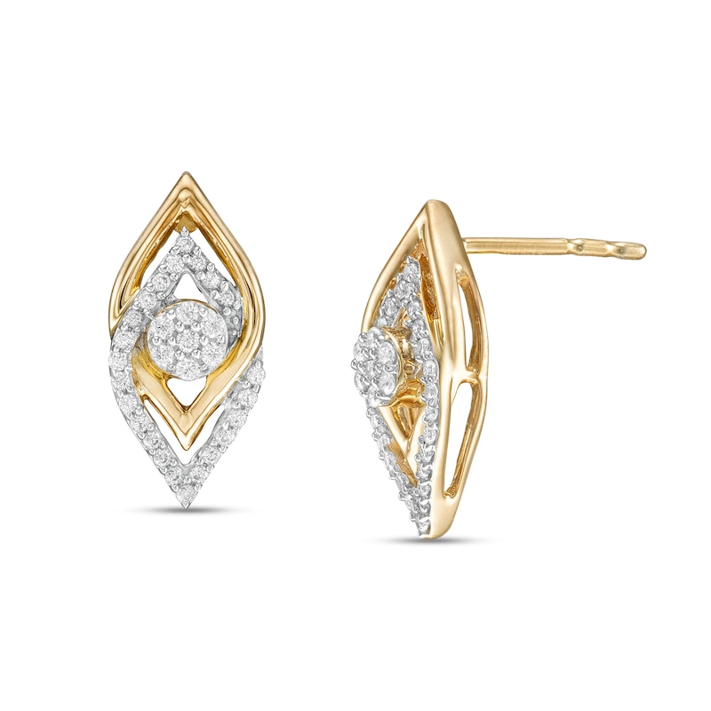 0.20 CT. T.W. Composite Diamond Interlocking Flames Stud Earrings in 10K Gold|Peoples Jewellers
