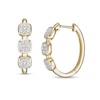 0.25 CT. T.W. Composite Cushion Diamond Linear Three Stone Hoop Earrings in 10K Gold