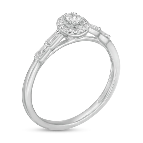 0.20 CT. T.W. Oval Diamond Frame Promise Ring in 10K White Gold