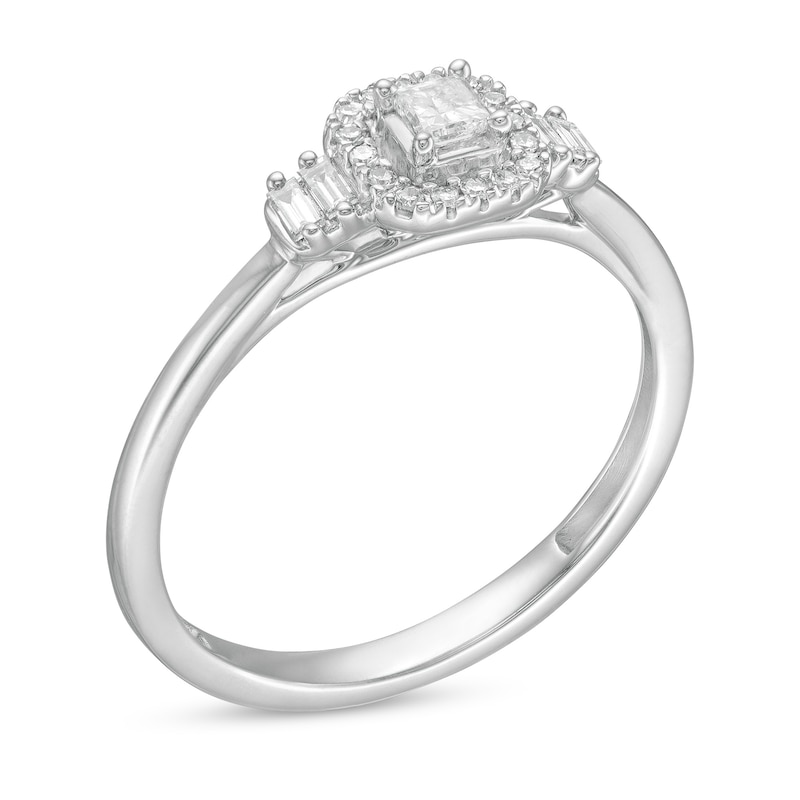 0.20 CT. T.W. Princess-Cut Diamond Cushion Frame Promise Ring in 10K White Gold