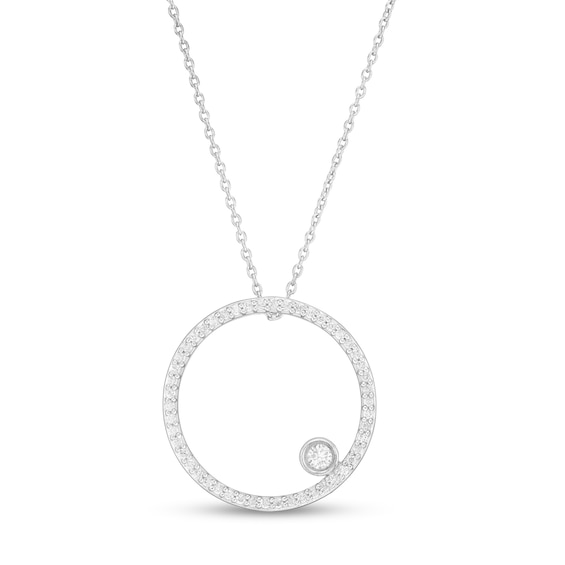 Marilyn Monroe™ Collection 0.23 CT. T.W. Diamond Circle Pendant in 10K White Gold