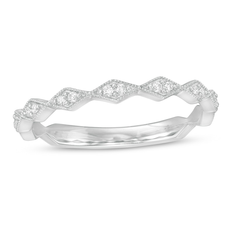 0.05 CT. T.W. Diamond Vintage-Style Art Deco Anniversary Band in 10K White Gold